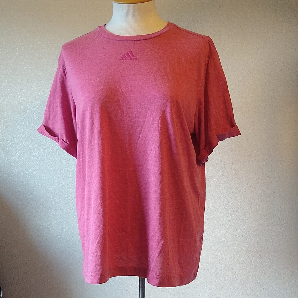 Adidas rose heather tee women's L